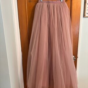 Elegant Pink Tulle Maxi Skirt